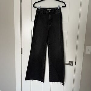 Studio R330 NWOT Black Wide Leg Denim Jeans Women's Size 25 Made In the USA $250